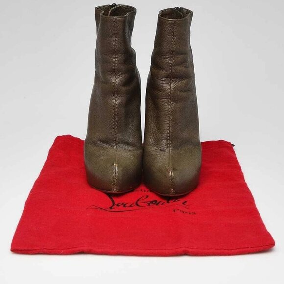 Christian Louboutin Dark Green Ariella Talon 120 Ankle Boots Size 7/37.5 - Picture 1 of 5